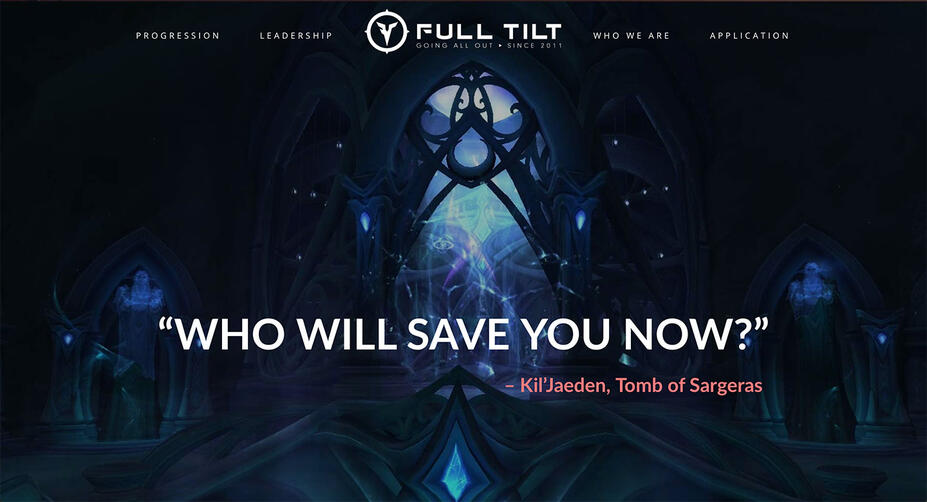 Screenshot of introduction featuring Tomb of Sargeras raid.