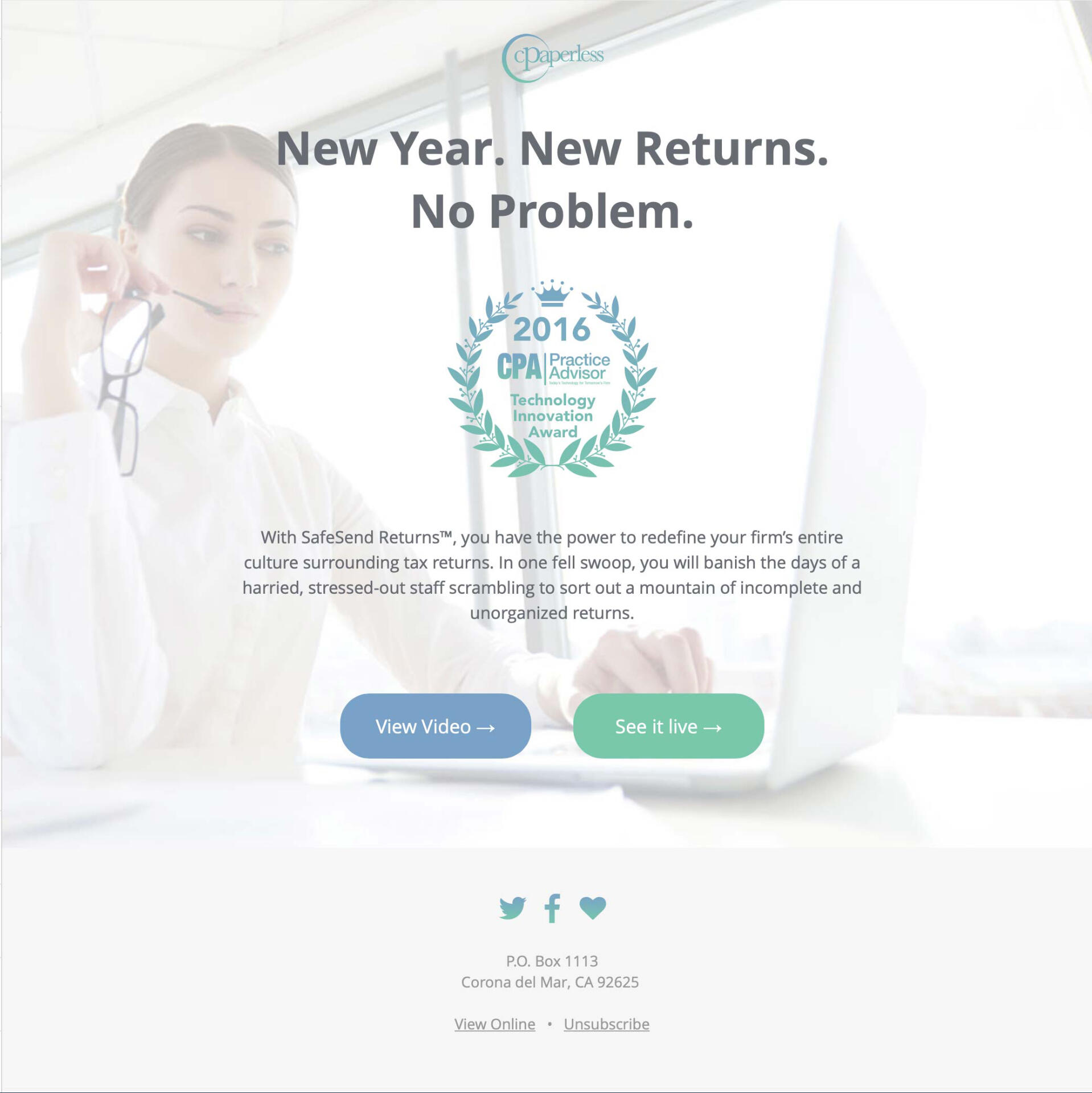 Screenshot of SafeSend Returns email.